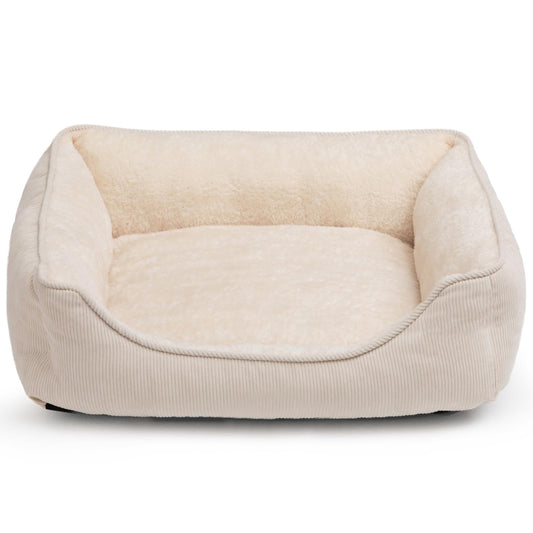 Mikrhaus – Lit moelleux pour animaux, coussin de couchage respirant pour chats et chiots (Beige)