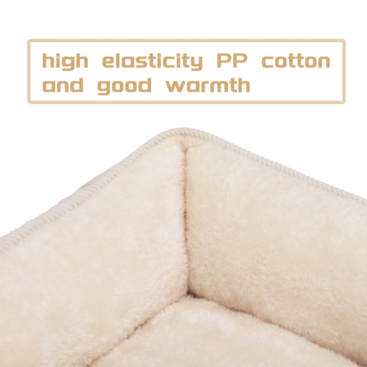 Mikrhaus – Lit moelleux pour animaux, coussin de couchage respirant pour chats et chiots (Beige)