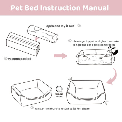 Mikrhaus – Lit moelleux pour animaux, coussin de couchage respirant pour chats et chiots (Beige)