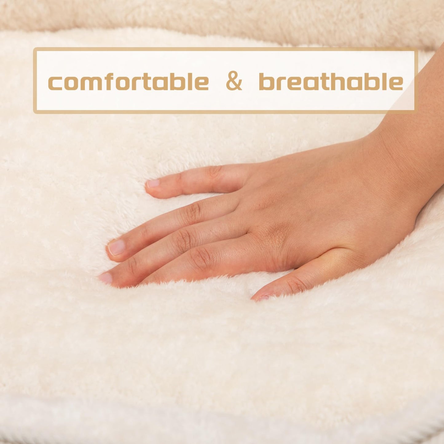 Mikrhaus – Lit moelleux pour animaux, coussin de couchage respirant pour chats et chiots (Beige)