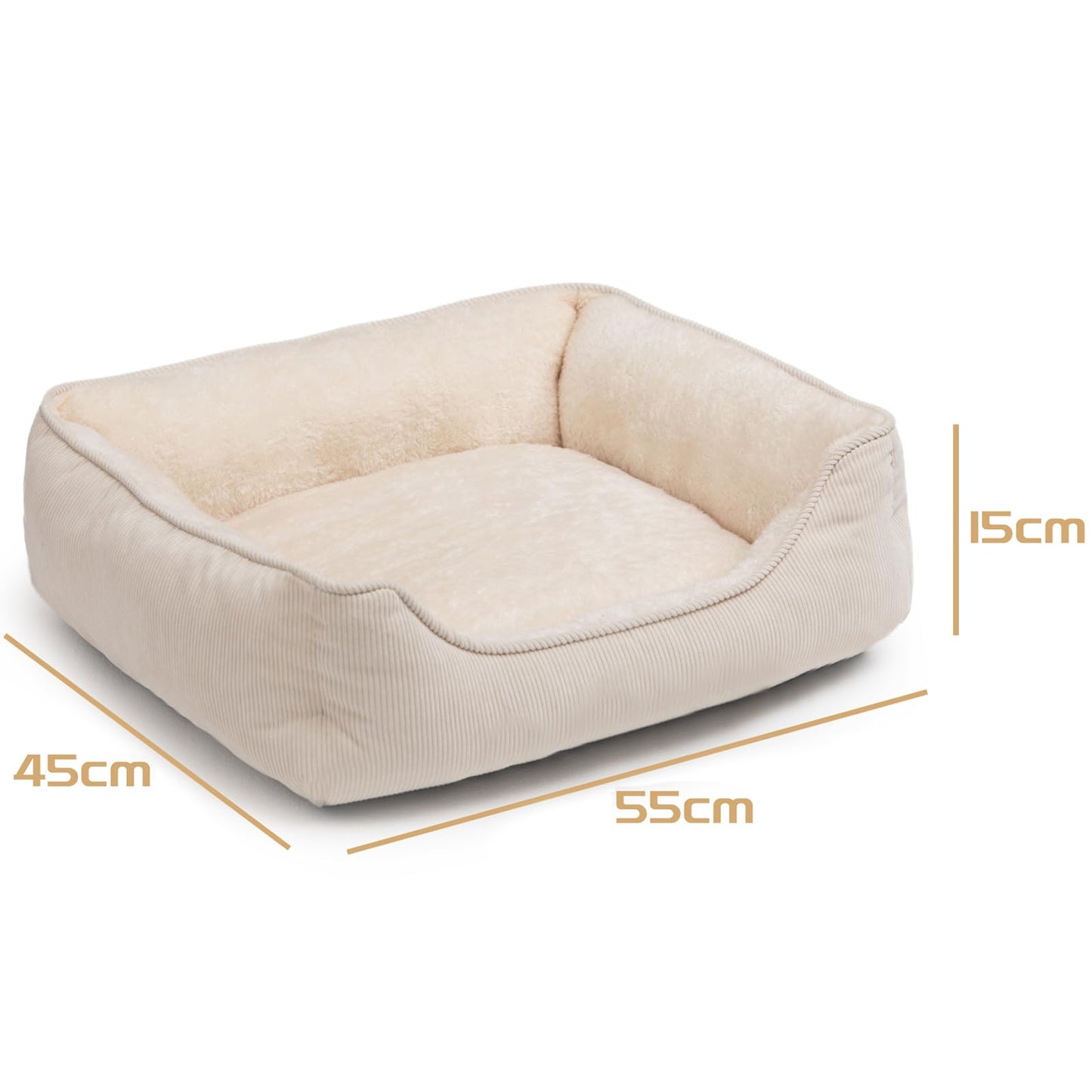 Mikrhaus – Lit moelleux pour animaux, coussin de couchage respirant pour chats et chiots (Beige)