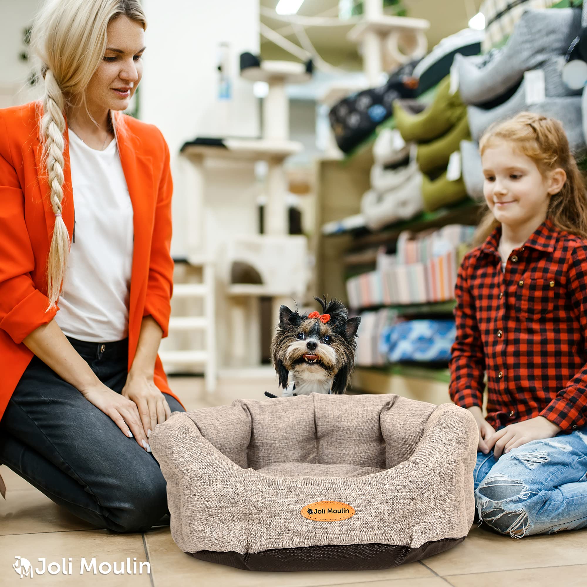 Mikrhaus – Panier rond pour chat, lit antidérapant avec coussin réversible amovible, lavable