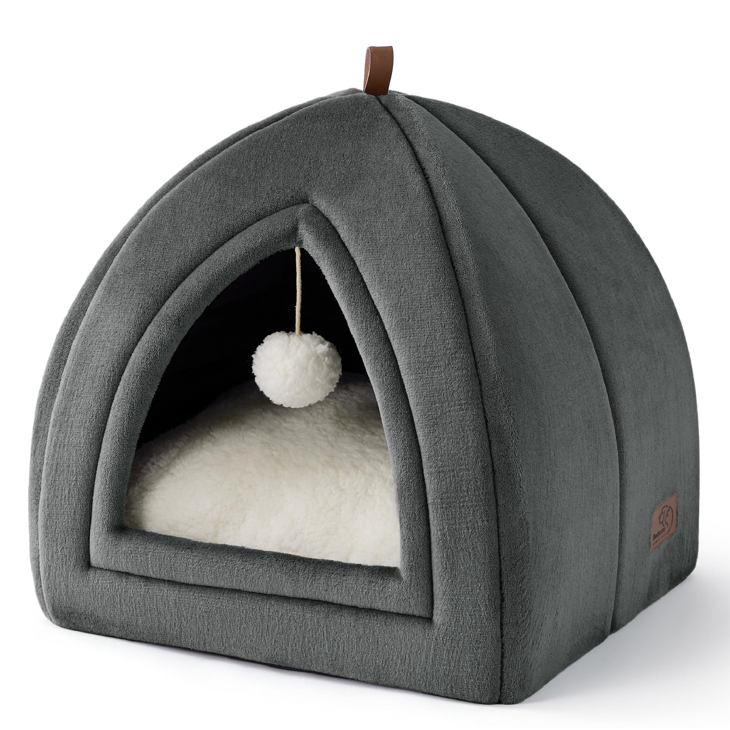 Mikrhaus – Grande cabane pour chat, niche pliable avec coussin lavable 40 cm (Gris foncé)