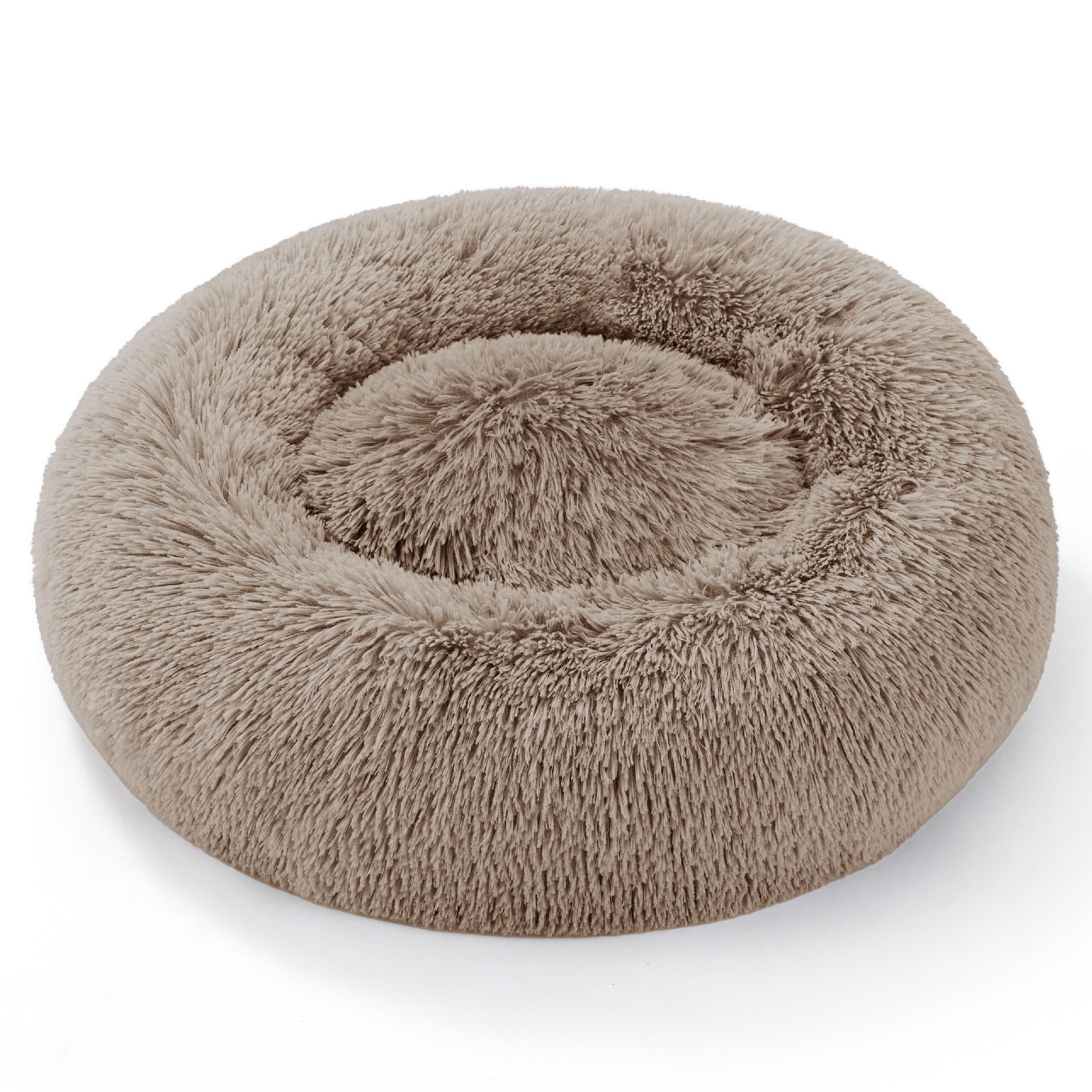 Mikrhaus – Panier rond Ø 50 cm, lit flausch en peluche lavable pour chats et petits chiens (Camel)