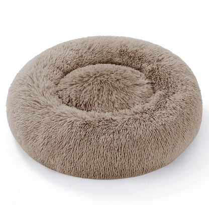 Mikrhaus – Panier rond Ø 50 cm, lit flausch en peluche lavable pour chats et petits chiens (Camel)