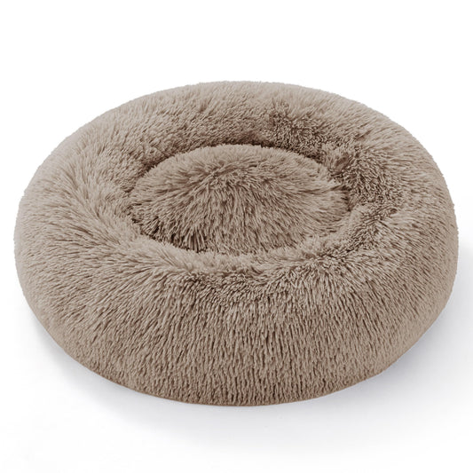 Mikrhaus – Panier rond Ø 50 cm, lit flausch en peluche lavable pour chats et petits chiens (Camel)