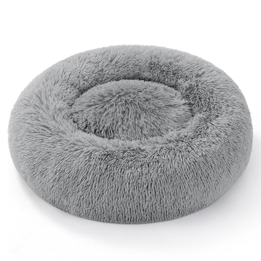 Mikrhaus – Panier rond Ø 60 cm, lit douillet en peluche lavable pour chats et petits chiens