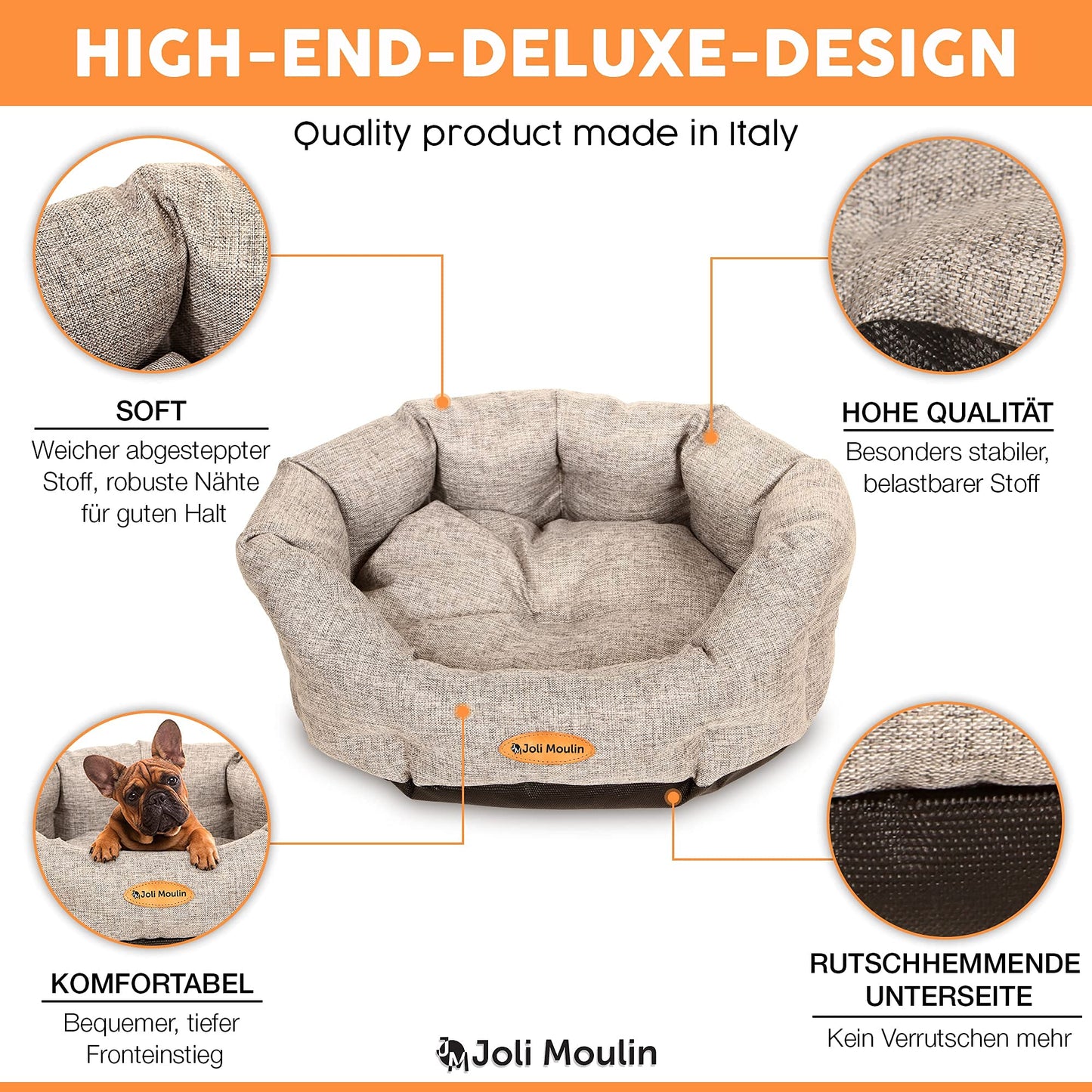 Mikrhaus – Panier rond pour chat, lit antidérapant avec coussin réversible amovible, lavable