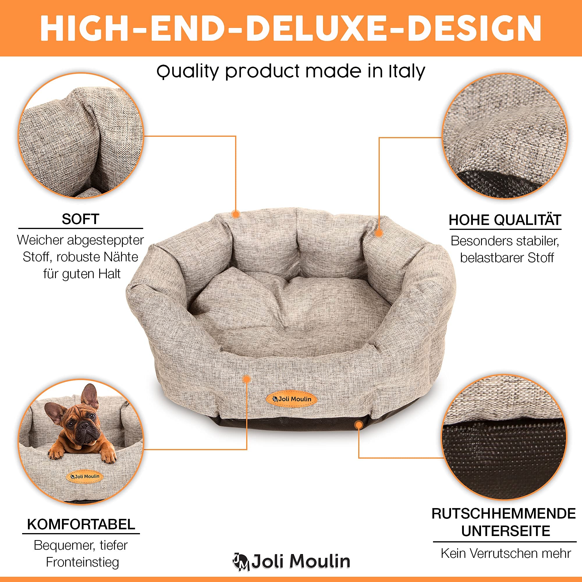 Mikrhaus – Panier rond pour chat, lit antidérapant avec coussin réversible amovible, lavable