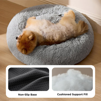 Mikrhaus – Panier rond Ø 60 cm, lit douillet en peluche lavable pour chats et petits chiens