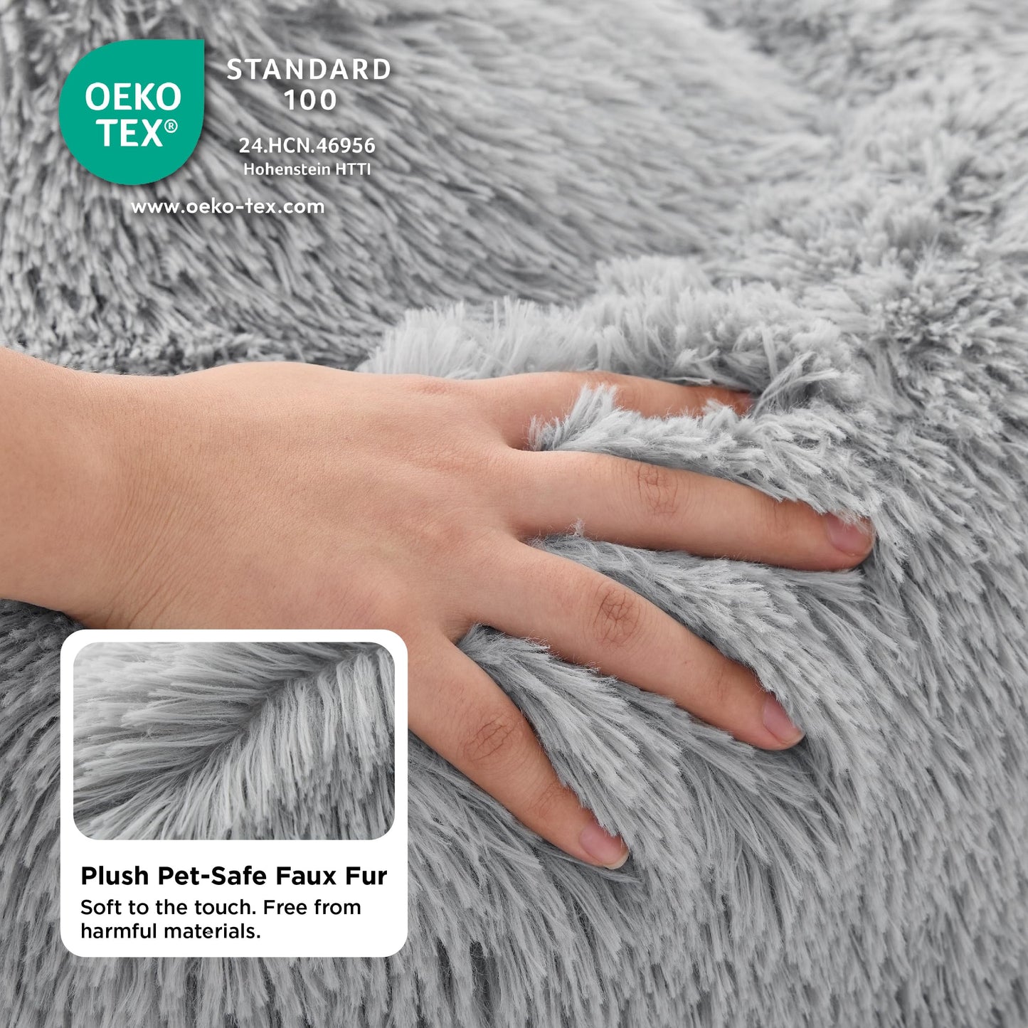 Mikrhaus – Panier rond Ø 60 cm, lit douillet en peluche lavable pour chats et petits chiens