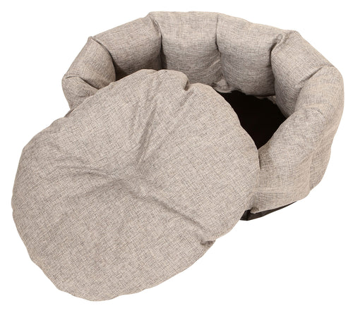 Mikrhaus – Panier rond pour chat, lit antidérapant avec coussin réversible amovible, lavable